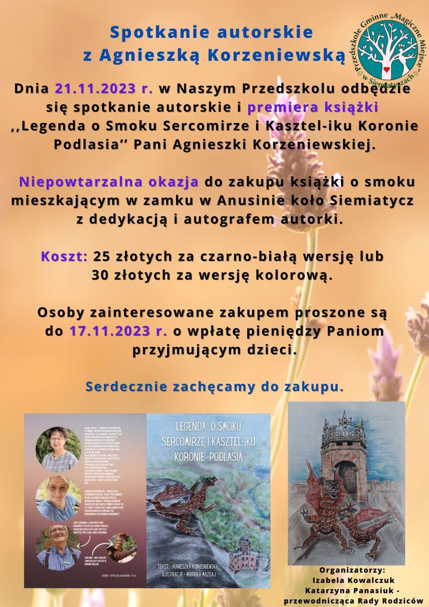 plakat Spotkanie autorskie z Agnieszką Korzeniewską